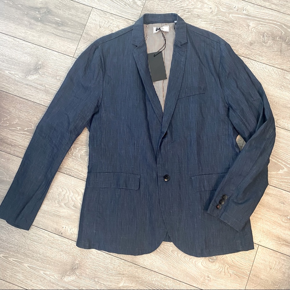 Linen blazer denim look